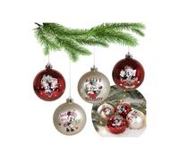 Disney Mickey Mouse SET de boules de Noël, INCASSABLES, décorations de Noël en PLASTIQUE 7 cm, SET 4 pièces