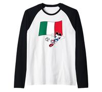 Disney Mickey Mouse Soccer Player Italy Flag Sports Team Manche Raglan