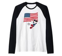 Disney Mickey Mouse Soccer Player USA Flag Sports Team Manche Raglan