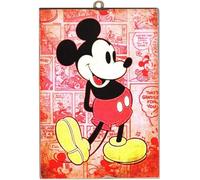 Disney Mickey Mouse - Tableau quadrillé, série de bandes dessinées à collectionner, impression sur bois, 18 x 25 cm.
