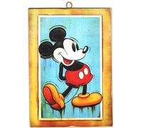 Disney Mickey Mouse Tableau style vintage série dessin animé imprimé sur bois 25 x 18 cm