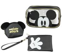 Disney Mickey Mouse Trousse de toilette 3 pièces avec trousse de maquillage transparente, Mickey Mouse V1, One Size