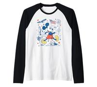 Disney Mickey Mouse USA Americana Collage 4th of July 250th Manche Raglan
