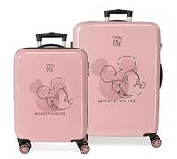 Disney Mickey Outline Jeu de valises Rose 55/68 cm Rigide ABS Fermeture à combinaison latérale 104L 6 kg 4 roues doubles Équipement à main