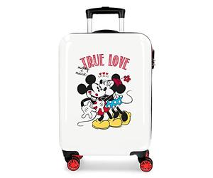 Disney Mickey True Love Valise Trolley Cabine Blanc 38x55x20 cms Rigide ABS Serrure à combinaison 34L 2,6Kgs 4 roues doubles Bagage à main