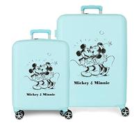 Disney Mickey Valise de Voyage Mickey et Minnie Blanc 38x55x20 cms ABS Rigide Serrure à Combinaison latérale 34L 2 kgs 4 Roues Doubles Bagage à Main. Sacs Joumma