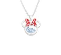 Disney Minnie CF00308SDECL-Q.PH Collier en Laiton plaqué Argent avec nœud en émail Rouge Pierre de Naissance du Mois de décembre, Taille Unique, Laiton, sans Pierre précieuse