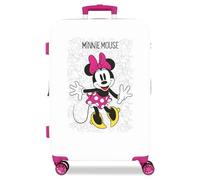 Disney Minnie Enjoy the Day Valise Moyenne Blanc 48x68x26 cms Rigide ABS Serrure à combinaison 70L 3,7Kgs 4 roues doubles