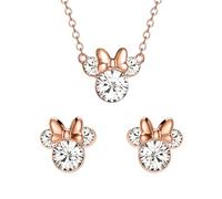 Disney Minnie Ensemble de boucles d'oreilles et pendentif en cristal plaqué or pâle pour femme, taille unique, plaqué or, pas une pierre précieuse