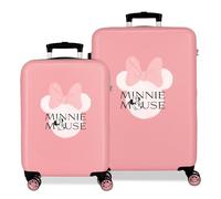 Joumma Disney Minnie Heads Jeu de valises Rose 55/65 cm Rigide 7,54 kg Fermeture à Combinaison latérale ABS 7,54 kg 91L Bagage à Main, Rose, Talla única, Jeu de valises