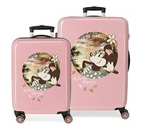 Disney Minnie le Bruit de la Nature Ensemble Valise Rose 55/68 cms ABS Rigide Serrure à Combinaison Latérale 104L 6 kgs 4 Double Roues Bagage à Main