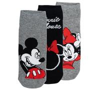 Disney Minnie & Mickey Mouse Lot de 3 paires de chaussettes pour femme Gris/noir, gris/noir, 35-38