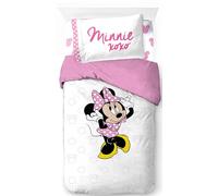 Disney Minnie Mouse 100% Coton Ensemble Lit Simple 3 Pièces - Comprend Housse de Couette, Drap et Taie d’Oreiller
