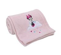 Disney Minnie Mouse Be Happy Pink, Aqua & White Super Soft Baby Blanket with Cloud Applique, Pink, White