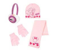Disney Minnie Mouse Bonnet, écharpe, Gants et Cache-Oreilles pour Filles, Chapeau d'hiver à Paillettes pour Enfants, Cadeau pour Filles | Rose