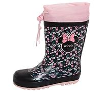 Disney Minnie Mouse Bottes en caoutchouc pour fille avec doublure polaire à nouer, Noir , 25 EU
