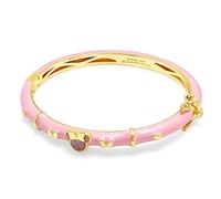 Disney Minnie Mouse Bracelet pour Filles, Bracelet plaqué en Or Jaune, émail Rose et Paillettes, 16.5cm