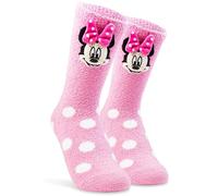 Disney Minnie Mouse Chaussettes Chaussons Femme EU 35-41, Polaire Duveteuse, Détail 3D, Chaussettes Chaudes Idée Cadeau (Rose Minnie Mouse)