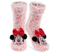 Disney Minnie Mouse Chaussettes d'intérieur avec nœud et doublure sherpa pour femme Chaussettes douillettes d'hiver chaudes pour femme Taille unique Rouge, rouge, 38/43 EU