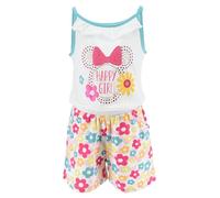 Disney Minnie Mouse Combinaison Courte Fille Pyjama en Coton Doux, Ensemble D'été 1 Pièce 'Happy Girl' Minnie Mouse, Taille 6 Ans | Bleu