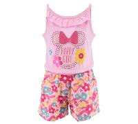 Disney Minnie Mouse Combinaison Courte Fille Pyjama en Coton Doux, Ensemble D'été 1 Pièce 'Happy Girl' Minnie Mouse, Taille 4 Ans | Rose