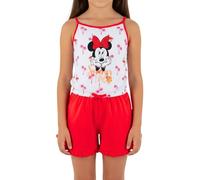 Disney Minnie Mouse Combishort pour Fille, Pyjama en Coton Doux, Ensemble D'été 1 Pièce 'Summer Time' Minnie Mouse, Taille 4 Ans | Rouge
