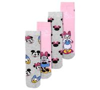 Disney Minnie Mouse & Daisy Duck Lot de 4 paires de chaussettes pour enfant Rose/gris, Rouge/gris, 23-26