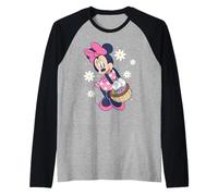 Disney Minnie Mouse Easter Basket Cute Floral Big Chest Logo Manche Raglan