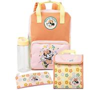Disney Minnie Mouse Ensemble de Sac à Dos | Ensemble de Sacs d'école pour Filles en 4 pièces | Incluant Un Sac d'école Rose, Un Sac à Lunch, Un étui à Crayons, Une Bouteille d'eau
