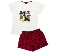 Pyjama Disney Minnie Mouse pour femme - Ensemble pyjama à manches courtes avec short - Blanc/rouge, blanc/rouge, XL