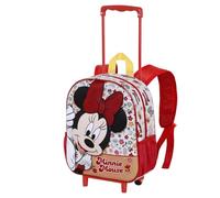 Disney Minnie Mouse Flowered-Sac à dos 3D à Roulettes Petit, Rouge, 26 x 34 cm, Capacité 7 L