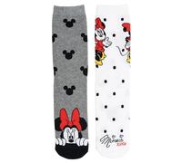 Disney Minnie Mouse Lot de 2 paires de chaussettes de sport pour femme Gris/blanc, gris/blanc, 39-42