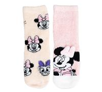 Disney Minnie Mouse Lot de 2 paires de chaussettes douillettes en ABS 3D pour fille - Chaussettes d'hiver moelleuses antidérapantes Rose/beige, Rose/beige, 23-26