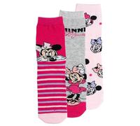 Disney Minnie Mouse Lot de 3 paires de chaussettes pour fille - Chaussettes pour enfant - Rose/gris, Rouge/gris, 27-30