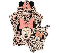 Disney Minnie Mouse Maillot de bain pour fille et poncho à capuche Taille unique | Maillot de bain pour enfant | Serviette de bain pour enfant avec oreilles 3D Cadeau Rose, rose, 4-5 ans