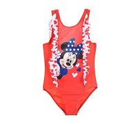 Disney Minnie Mouse Maillot de Bain pour Fille, Maillot de Bain Une Pièce, Motif Cœur, Maillot de Bain de Natation, Cadeau pour Filles, Taille 4 Ans, Rouge