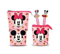 Disney Minnie Mouse Muffin-Trousse Cute + 2 Stylos Gel Effaçables, Rose, 11,5 x 17 cm