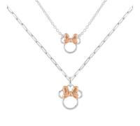 Disney Minnie Mouse Parure de Collier avec Pendentif en Zircone Cubique, 2 Tons, Taille Unique, Laiton (Minnie Set 1)