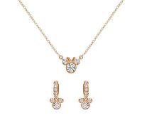 Disney Minnie Mouse Parure de Collier avec Pendentif en Zircone Cubique, 2 Tons, Taille Unique, Laiton