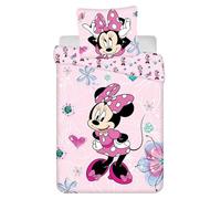 Disney Minnie Mouse Parure de lit pour enfant avec housse de couette 160 x 200 cm et taie d'oreiller 70 x 80 cm 100 % coton