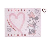 Disney Minnie Mouse Pink, Rose, Black & White Super Soft Milestone Baby Blanket, Pink, White, Black, Raspberry
