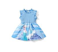 Disney Minnie Mouse Princesse La Reine des Neiges Elsa Stitch Robe sans manches et manches courtes Vêtements d'été décontractés pour bébé à tout-petit, Elsa, bleu, 1, 4-5 ans
