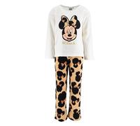 Disney Minnie Mouse Pyjama Fille, T-Shirt et Pantalon Long Pyjama 2 Pièces en Polaire Douce pour Enfants, Tailles 3 à 8 Ans (FR/ES, Âge, 8 Ans, Taille Normale, Beige)