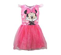 Disney Minnie Mouse Robe d'été pour fille (Taille 104-134) - Jupe en tulle scintillante et imprimé Minnie en cœur - 100 % polyester, Rose, 128-134