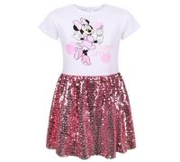 DISNEY Minnie Mouse Robe en coton à paillettes pour fille, manches courtes 134 9 ans