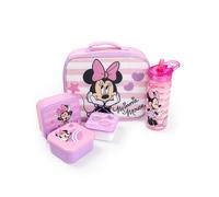 Disney Minnie Mouse Rose Hearts & Stars Sac à lunch bouteille et 3 pots à collat