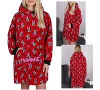 DISNEY Minnie Mouse Sweatshirt rouge, robe de chambre, couverture à capuche, snuddie, chaud, doux, cadeau 122-140 cm S/M