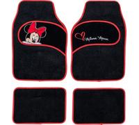 TataWay - Tapis de Voiture Disney Minnie Mouse, Broderie Minnie, Lot de 4, Accessoires Voiture Universels, Dimensions 65x42,5 cm et 30x40 cm, Noir, Moquette