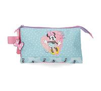 Disney Minnie My happy place Triple Trousse à Crayons Bleu 22x12x5 cms Polyester