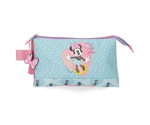 Disney Minnie My happy place Triple Trousse à Crayons Bleu 22x12x5 cms Polyester